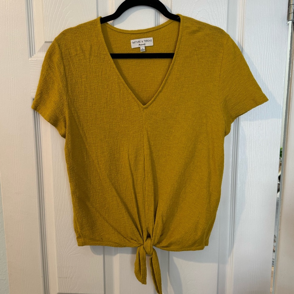 Madewell Mustard Tie Front Tee